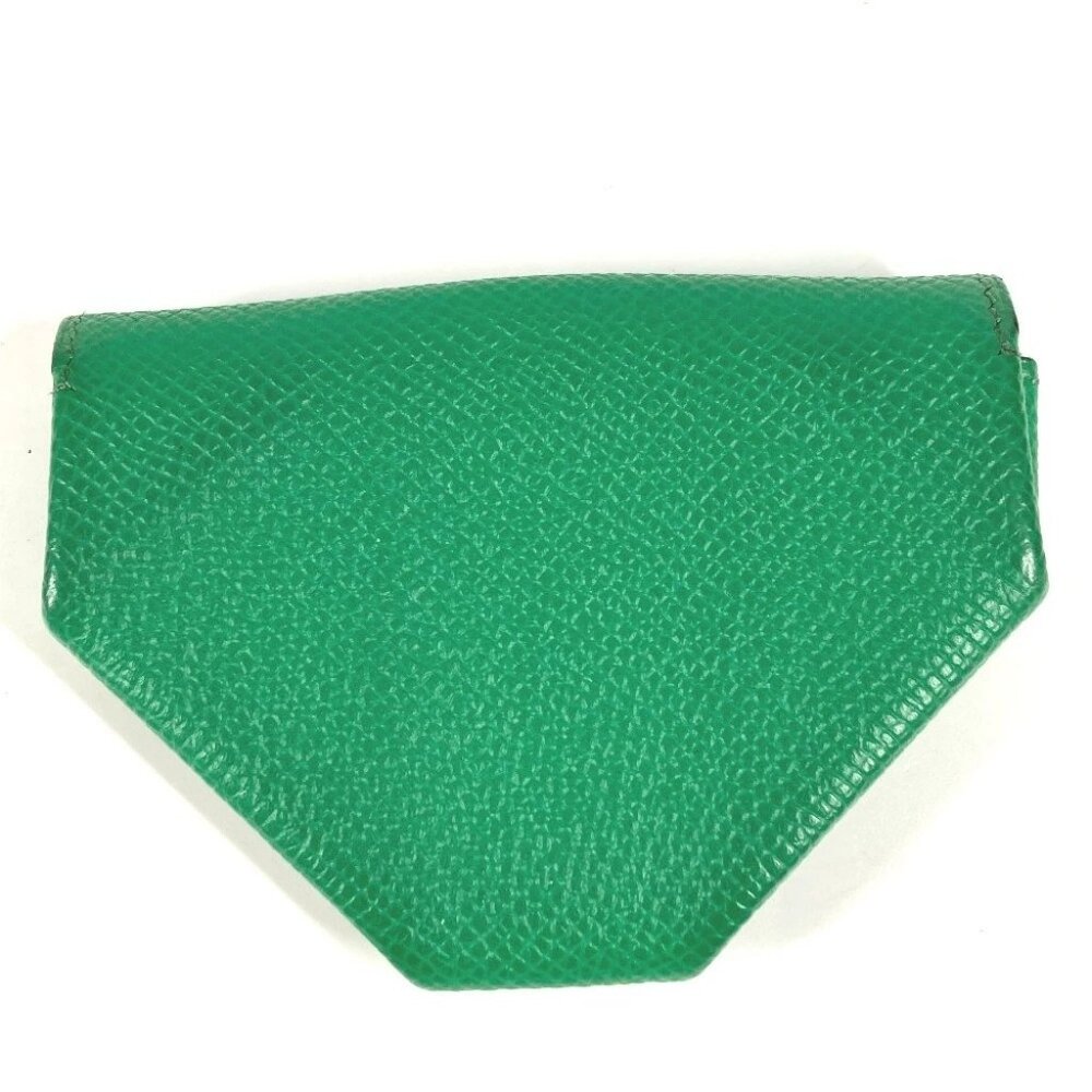 HERMES Levainquatre Verso Coin Case Wallet coin purse Leather Green/Navy - Picture 7 of 9